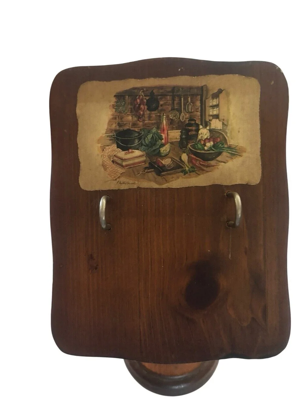 Vintage Wooden Recipe Book Holder Stand With Pages. 1960s.